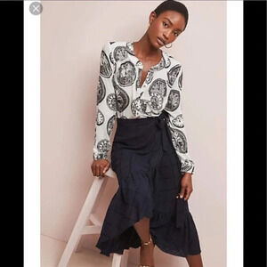 Limited Edition Anthropology 27 of 52 Conversations Clock Print Button Up Size 0